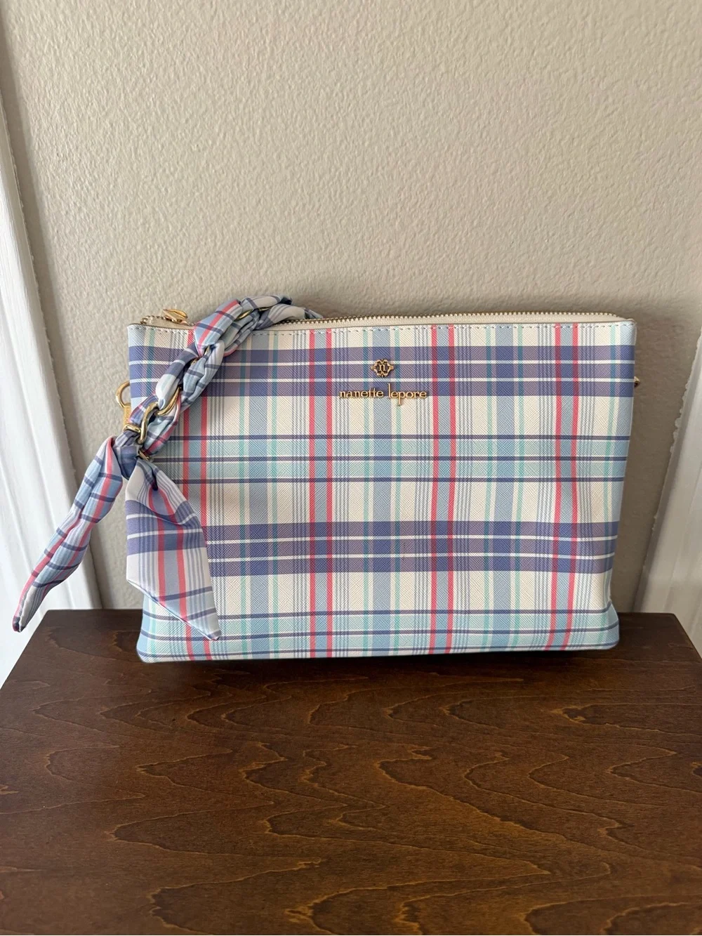 Nanette Lepore Pastel Plaid Crossbody Bag in Blue, Pink, Cream & Lavender
